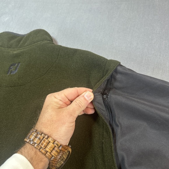 FootJoy Men's L‎ Green Long Sleeve Zip Up Jacket Gray Sleeves - Picture 14 of 14